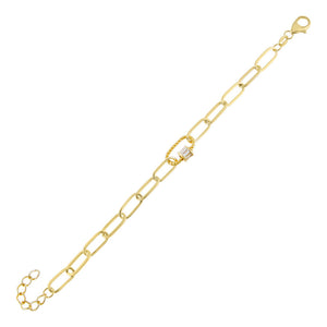 Gold CZ Baguette Rope Toggle Link Bracelet - Adina Eden's Jewels
