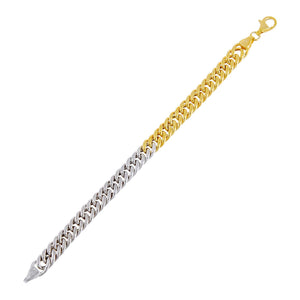 Combo Two Tone Double Curb Bracelet - Adina Eden's Jewels