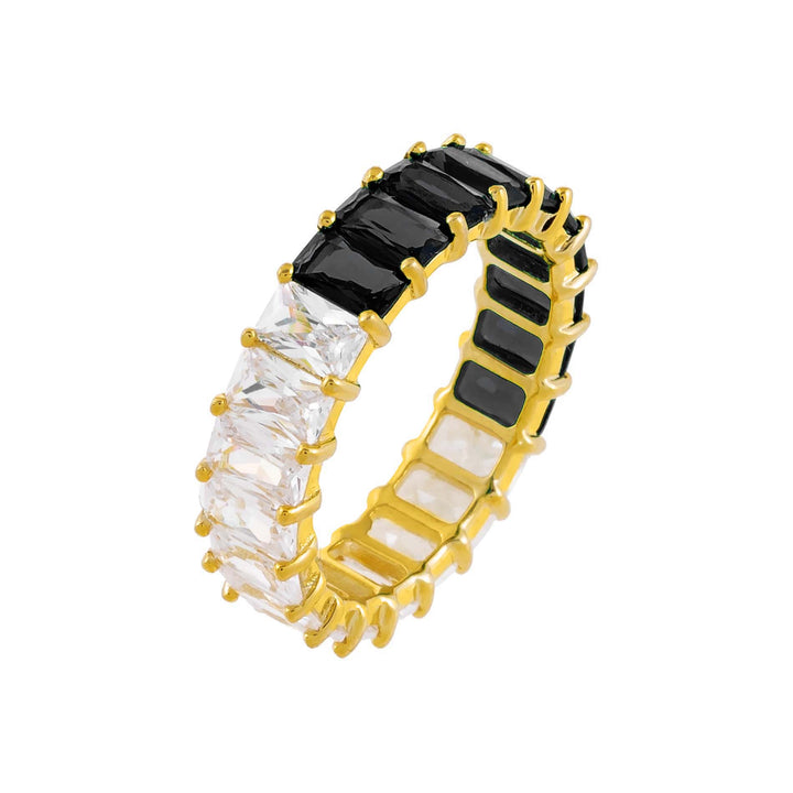 Onyx / 7 Two Tone Colored Baguette Ring - Adina Eden's Jewels