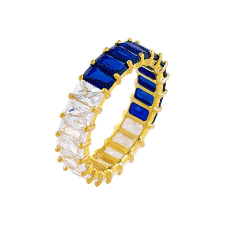 Sapphire Blue / 7 Two Tone Colored Baguette Ring - Adina Eden's Jewels