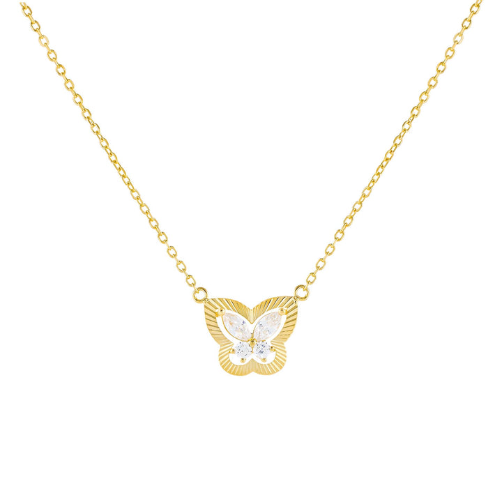 Gold CZ Illusion Butterfly Necklace - Adina Eden's Jewels