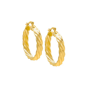 Gold / 30 MM Ridged Hoop Earring - Adina Eden's Jewels