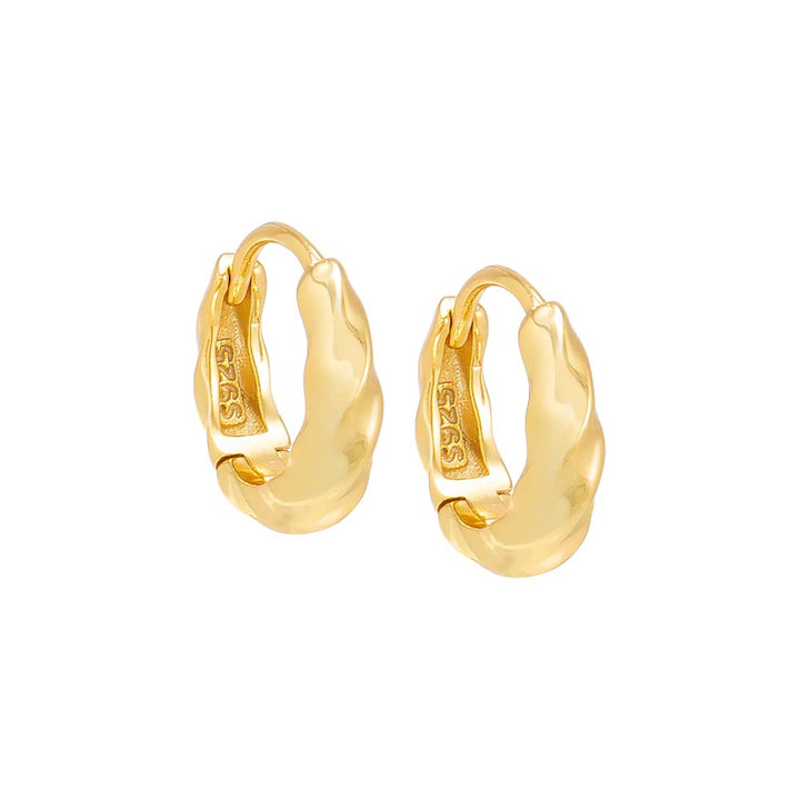 Gold / Pair Mini Chunky Graduated Twist Huggie Earring - Adina Eden's Jewels