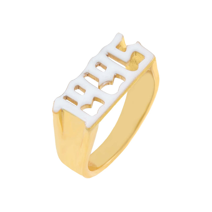 White / 5 Enamel Year Ring - Adina Eden's Jewels