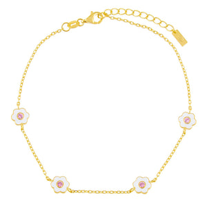 Sapphire Pink Enamel Pink Flower Anklet - Adina Eden's Jewels