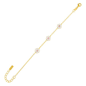 Sapphire Pink Enamel Pink Flower Bracelet - Adina Eden's Jewels