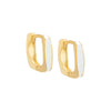 White / Pair Colored Enamel Square Huggie Earring - Adina Eden's Jewels