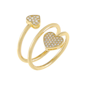  Pavé Heart Wrap Ring - Adina Eden's Jewels
