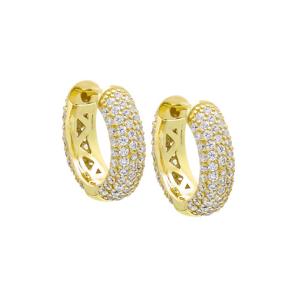 Gold Wide Pavé Huggie Earring - Adina Eden's Jewels