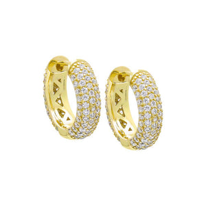 Gold Wide Pavé Huggie Earring - Adina Eden's Jewels