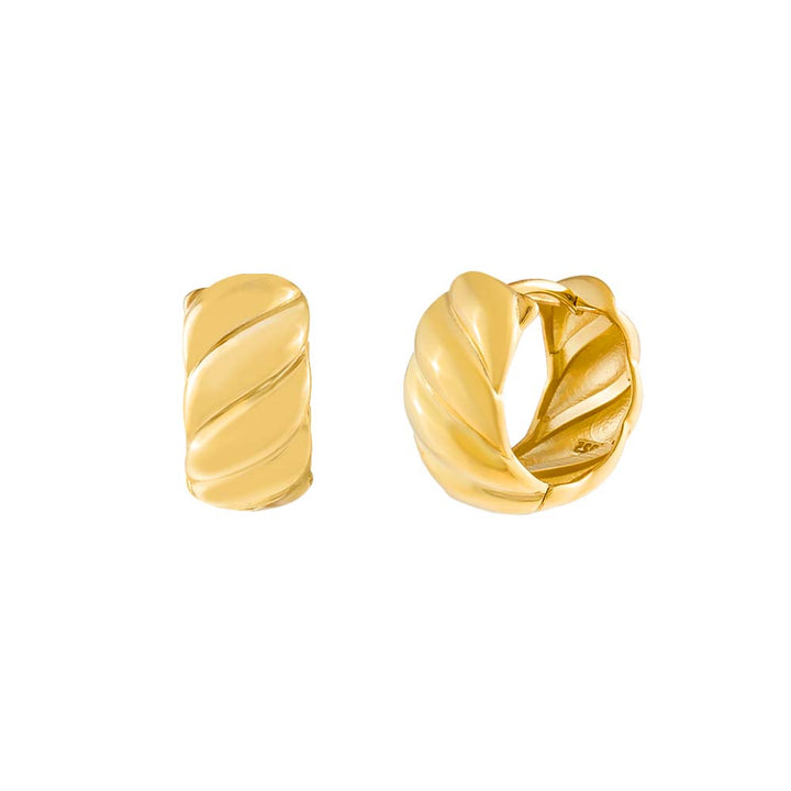 Gold Wide Ridged Hoop Earring - Adina Eden's Jewels