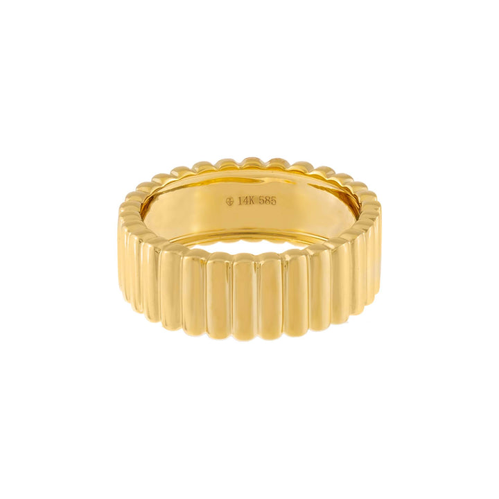  Wide Solid Ribbed Band 14K - Adina Eden's Jewels