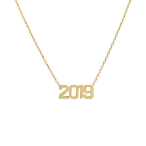 Gold Varsity Solid Year Necklace - Adina Eden's Jewels