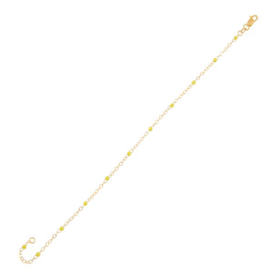 Neon Yellow Beaded Enamel Chain Bracelet 14K - Adina Eden's Jewels