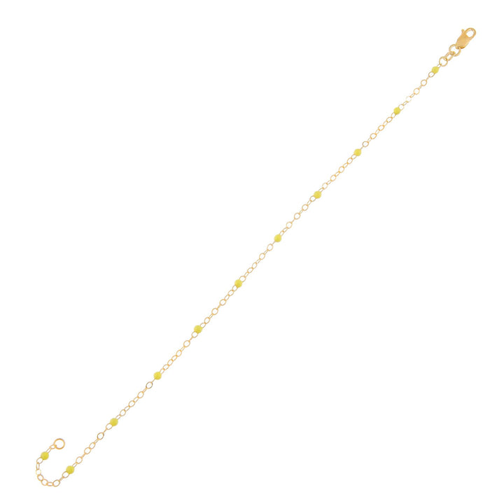 Neon Yellow Beaded Enamel Chain Bracelet 14K - Adina Eden's Jewels