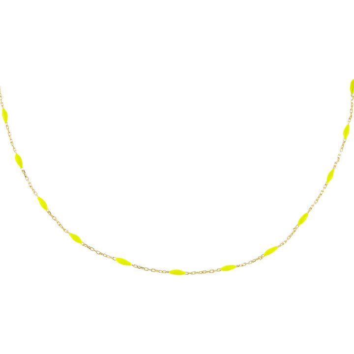 Yellow Colored Enamel Bead Necklace - Adina Eden's Jewels