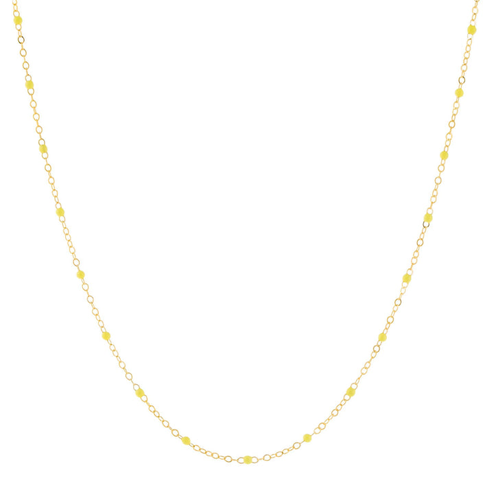Neon Yellow Enamel Colored Bead Chain Necklace 14K - Adina Eden's Jewels