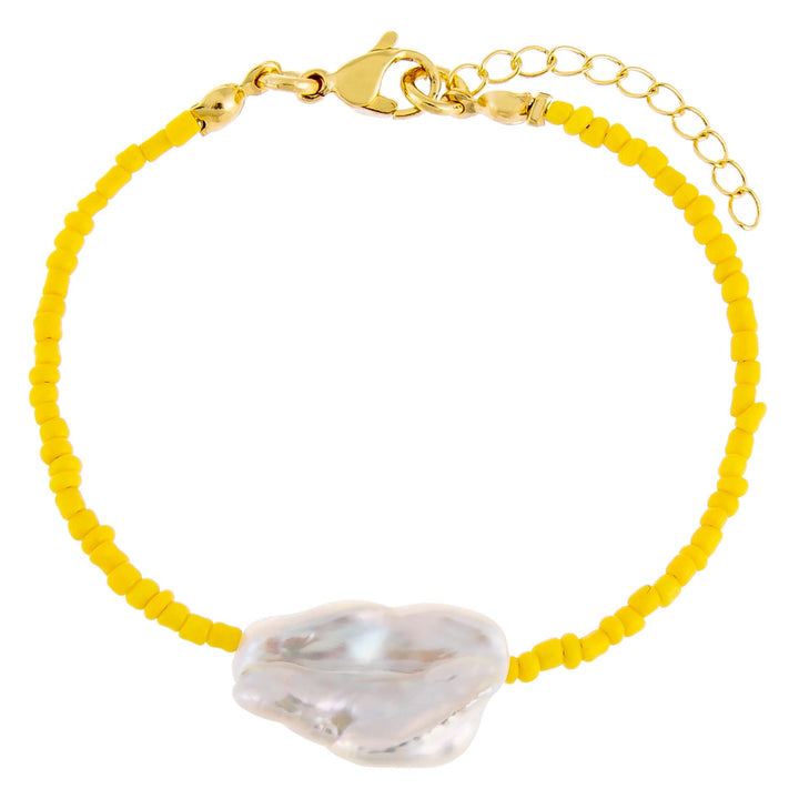 Yellow Baroque Pearl Color Beaded Anklet - Adina Eden's Jewels