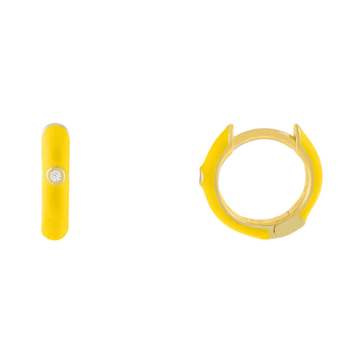 Yellow CZ Enamel Colored Huggie Earring - Adina Eden's Jewels