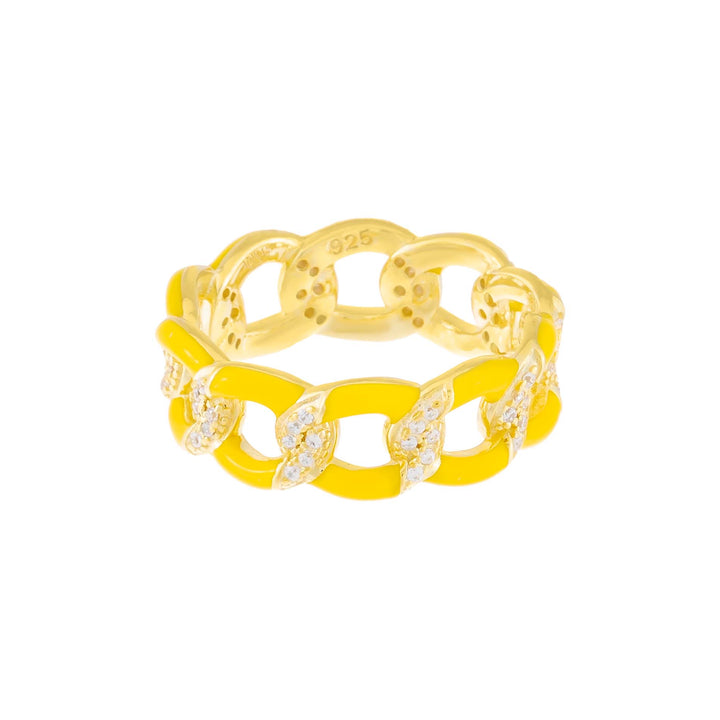  CZ Enamel Link Ring - Adina Eden's Jewels