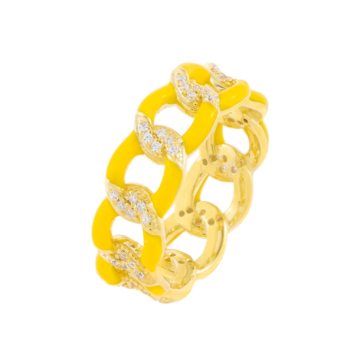 Yellow / 8 CZ Enamel Link Ring - Adina Eden's Jewels