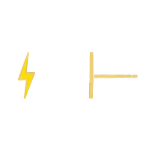 Yellow Enamel Lightning Bolt Stud Earring - Adina Eden's Jewels