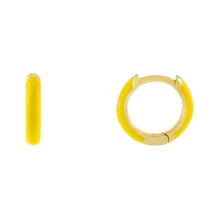 Yellow Enamel Huggie Earring - Adina Eden's Jewels