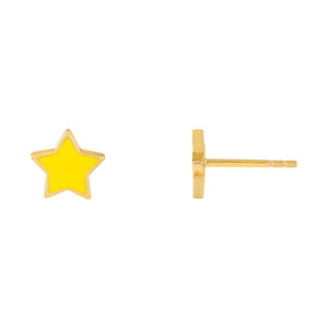 Yellow Enamel Star Stud Earring - Adina Eden's Jewels