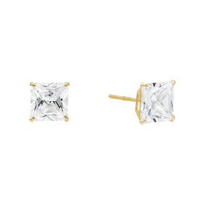 14K Gold / 3 MM / Pair Princess Cut Stud Earring 14K - Adina Eden's Jewels