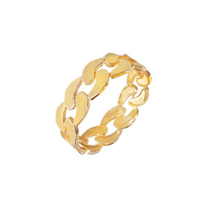 14K Gold / 6 Solid Chunky Chain Ring 14K - Adina Eden's Jewels