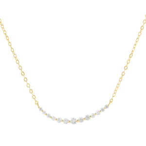 Gold Round Pavé Curved Necklace - Adina Eden's Jewels