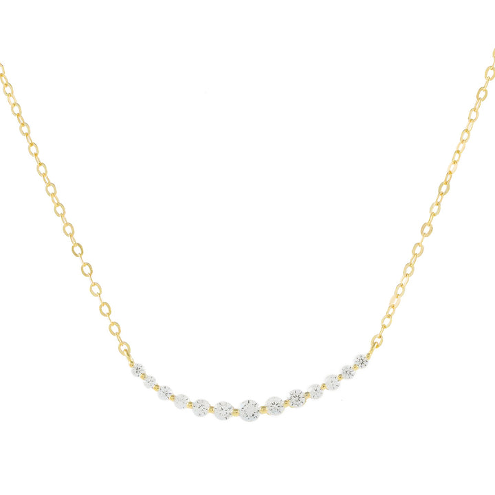 Gold Round Pavé Curved Necklace - Adina Eden's Jewels