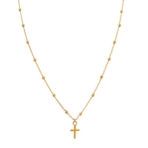14K Gold Cross X Ball Chain Necklace 14K - Adina Eden's Jewels
