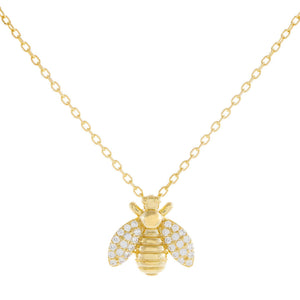 Gold Pavé Bee Necklace - Adina Eden's Jewels