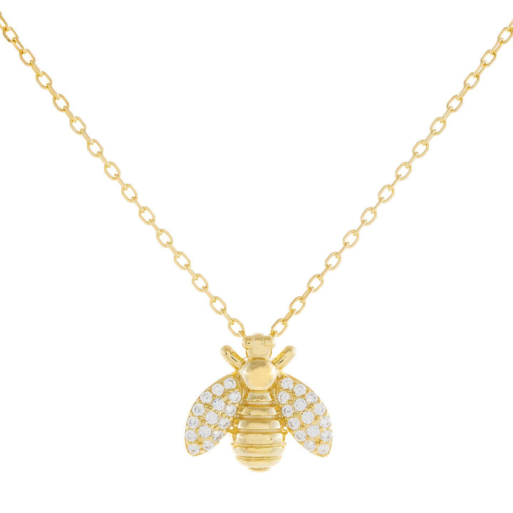 Gold Pavé Bee Necklace - Adina Eden's Jewels