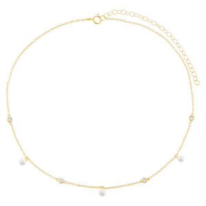  Bezel X Pearl Choker - Adina Eden's Jewels