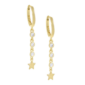 Gold Bezel Star Drop Earring - Adina Eden's Jewels