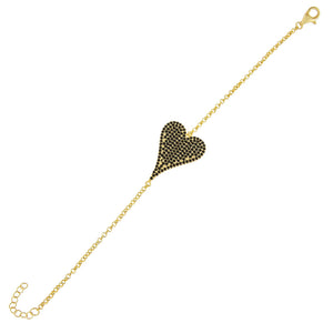 Onyx Onyx Pavé Large Heart Bracelet - Adina Eden's Jewels