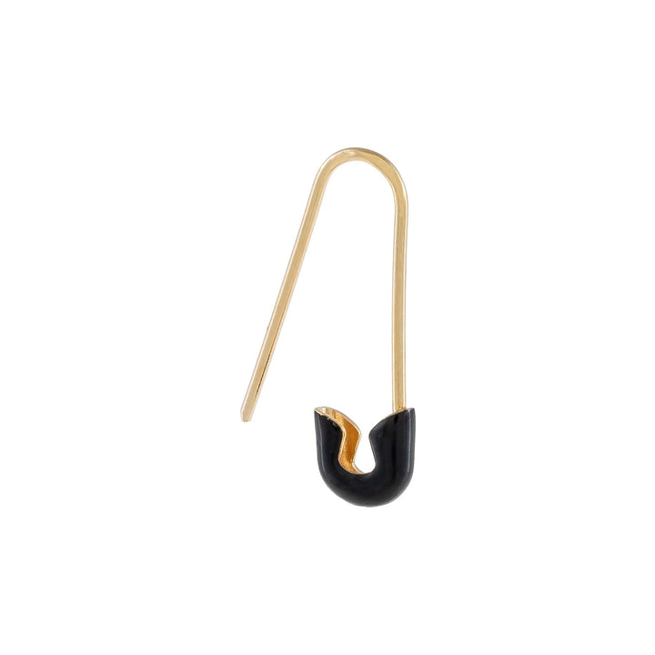 Onyx Enamel Safety Pin Earring 14K - Adina Eden's Jewels
