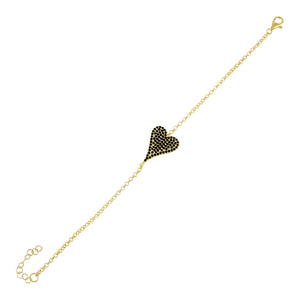Onyx Onyx Pavé Heart Bracelet - Adina Eden's Jewels