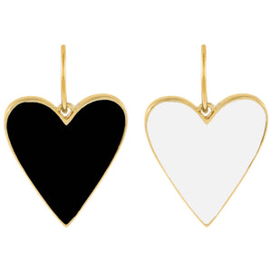Onyx Double Sided Enamel Onyx X White Heart Charm - Adina Eden's Jewels