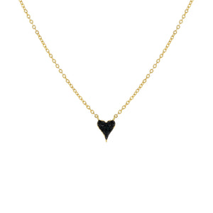 Onyx Mini Pavé Onyx Heart Necklace - Adina Eden's Jewels