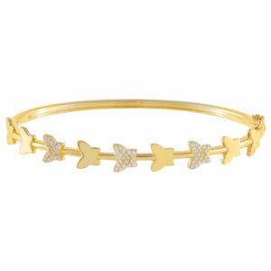 Gold Pavé X Solid Butterfly Bangle - Adina Eden's Jewels