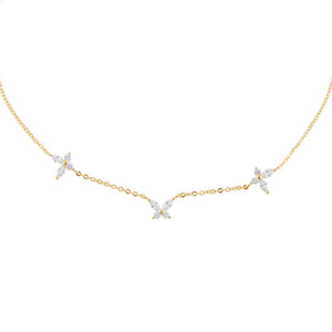 Gold Crystal Triple Butterfly Choker - Adina Eden's Jewels
