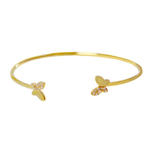 Gold Mini Pavé X Solid Butterfly Bangle - Adina Eden's Jewels