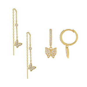 Gold The Butterfly Lover Earring Combo Set - Adina Eden's Jewels
