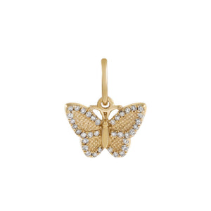 14K Gold Diamond Butterfly Charm 14K - Adina Eden's Jewels
