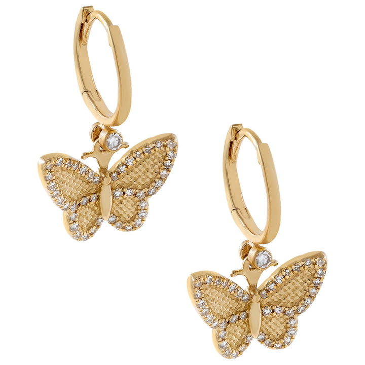 14K Gold Diamond Dainty Butterfly Huggie Earring 14K - Adina Eden's Jewels