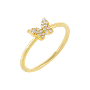 Gold / 6 Pavé Mini Butterfly Ring - Adina Eden's Jewels