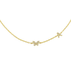 Pavé Butterfly Initial Choker - Gold / A